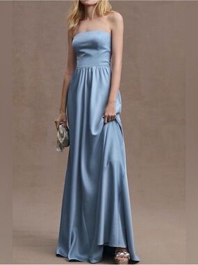 bhldn hayden strapless stretch crepe midi dress BHLDN Hayden Strapless Stretch Crepe Midi Dress